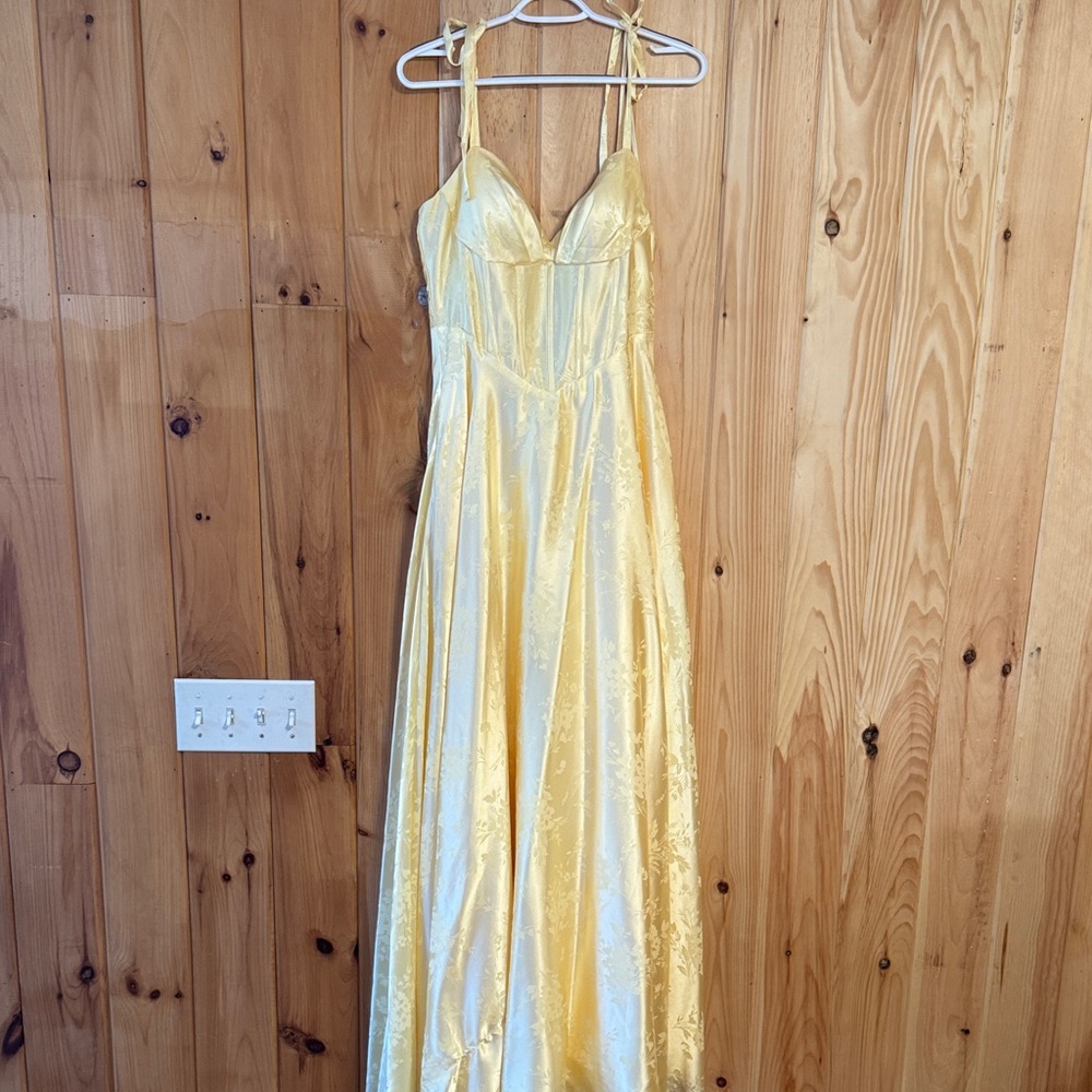 Yellow Satin Maxi Slip Dress